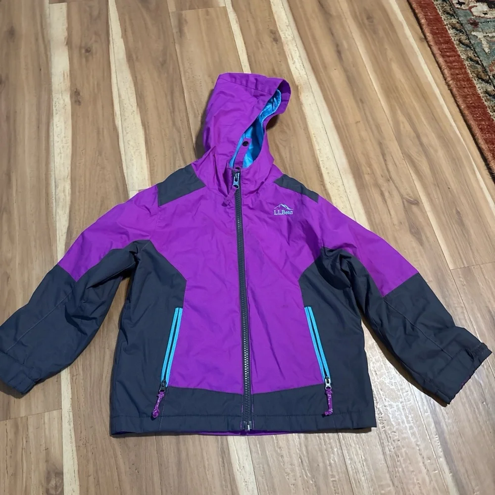 L.L. Bean Kids Vibrant Purple and Sky Blue Coat - Picture 2 of 2